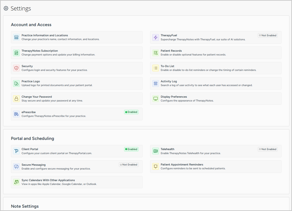 The Settings page has an updated layout to make options easier to scan