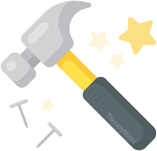 Illustrated hammer and nails